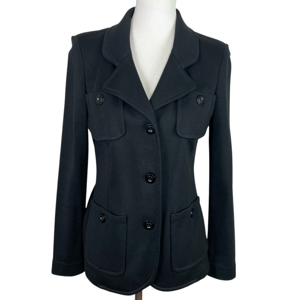 Chic Black Blazer with Floral Accent - Picture 2 of 9
